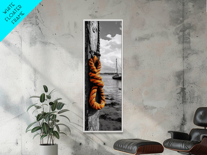 Nautical Rope, Coastal Knot, Seaside Life, Framed Canvas Print, Rustic Bathroom Art, Fishing Wall Decor, Harbor Style, Marine Decor