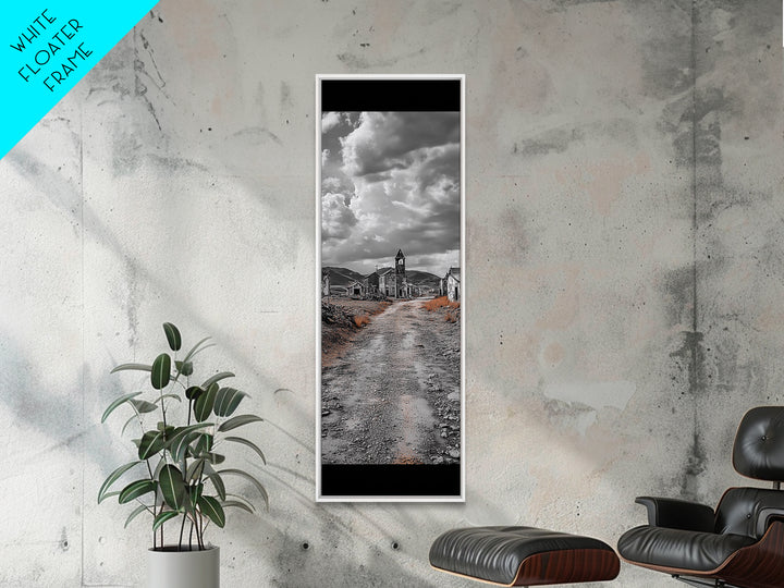 Abandoned Town, Haunted Path, Deserted Village, Ghost Ruins, Framed Canvas Print, Dark Wall Art, Rustic Halloween Decor, Moody Photography