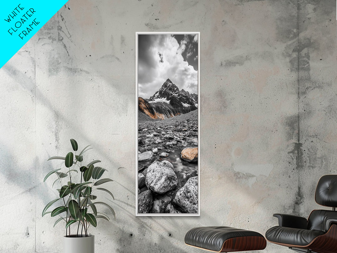 Rocky Peak, Wilderness Art, Orange Accent, Moody Landscape, Framed Canvas Print, Office Decor, Fall Mountainscape Photography