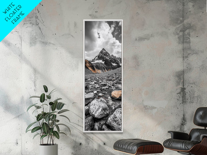 Rocky Peak, Wilderness Art, Orange Accent, Moody Landscape, Framed Canvas Print, Office Decor, Fall Mountainscape Photography