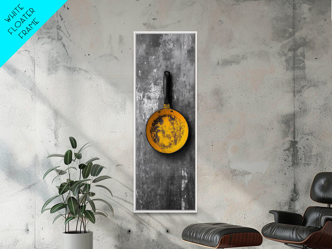 Yellow Pan, Rustic Kitchen, Bold Contrast, Culinary Wall Art, Framed Canvas Print, Industrial Decor, Chef Gift Kitchen Wall Art