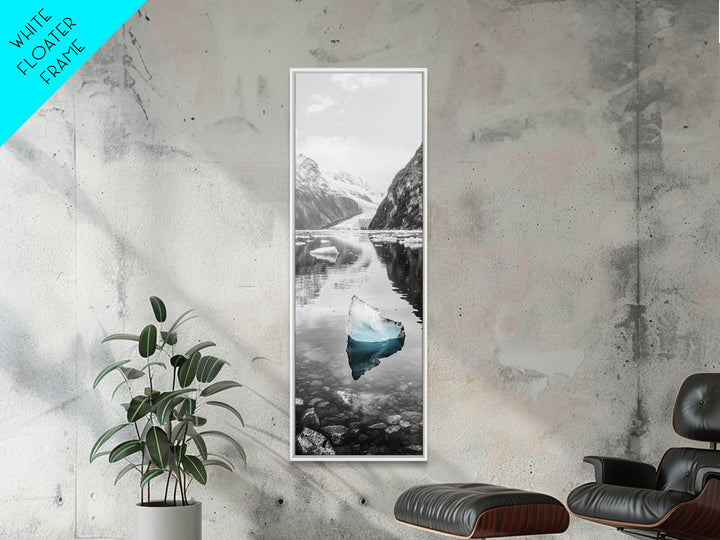 Iceberg, Glacier Reflection, Arctic Landscape, Serene Water, Framed Canvas Print, Minimalist Wall Art, Bathroom or Bedroom Photography