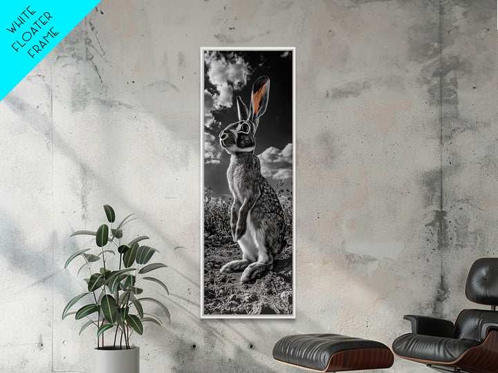 Wild Rabbit, Sunset Ears, Desert Animal, Wildlife Close-Up, Framed Canvas Print, Boho Animal Decor, Living Room Accent, Nature Wall Art