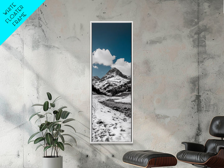Mountain Peak, Snow Landscape, Nature Scene, Framed Canvas Print, Winter Wall Art, Rustic Cabin Decor, Minimalist Nature Print, Bedroom Wall Decor