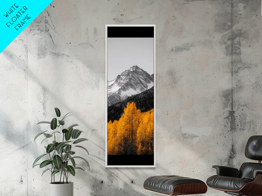 Autumn Aspen Trees, Mountain Range, Fall Foliage, Framed Canvas Print, Rustic Farmhouse Art, Living Room Wall Decor, Seasonal Nature Art