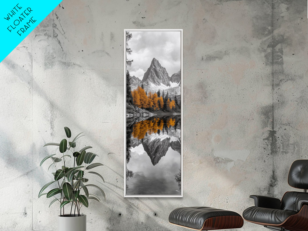 Peak Reflection, Autumn Forest, Serene Landscape, Framed Canvas Print, Tranquil Nature Art, Entryway Wall Art, Fall Mountain Wall Decor