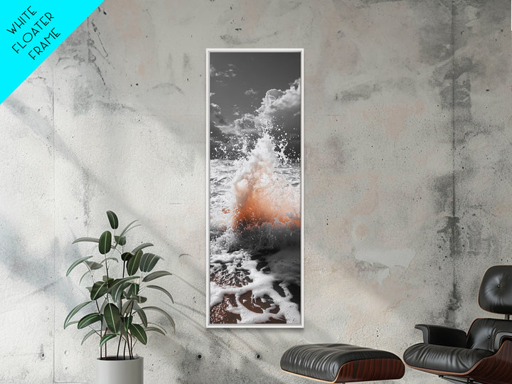 Splash Art, Sea Foam, Sunset Water, Ocean Spray, Canvas Print, Bathroom Wall Art, Beach Aesthetic, Abstract Coastal Photography