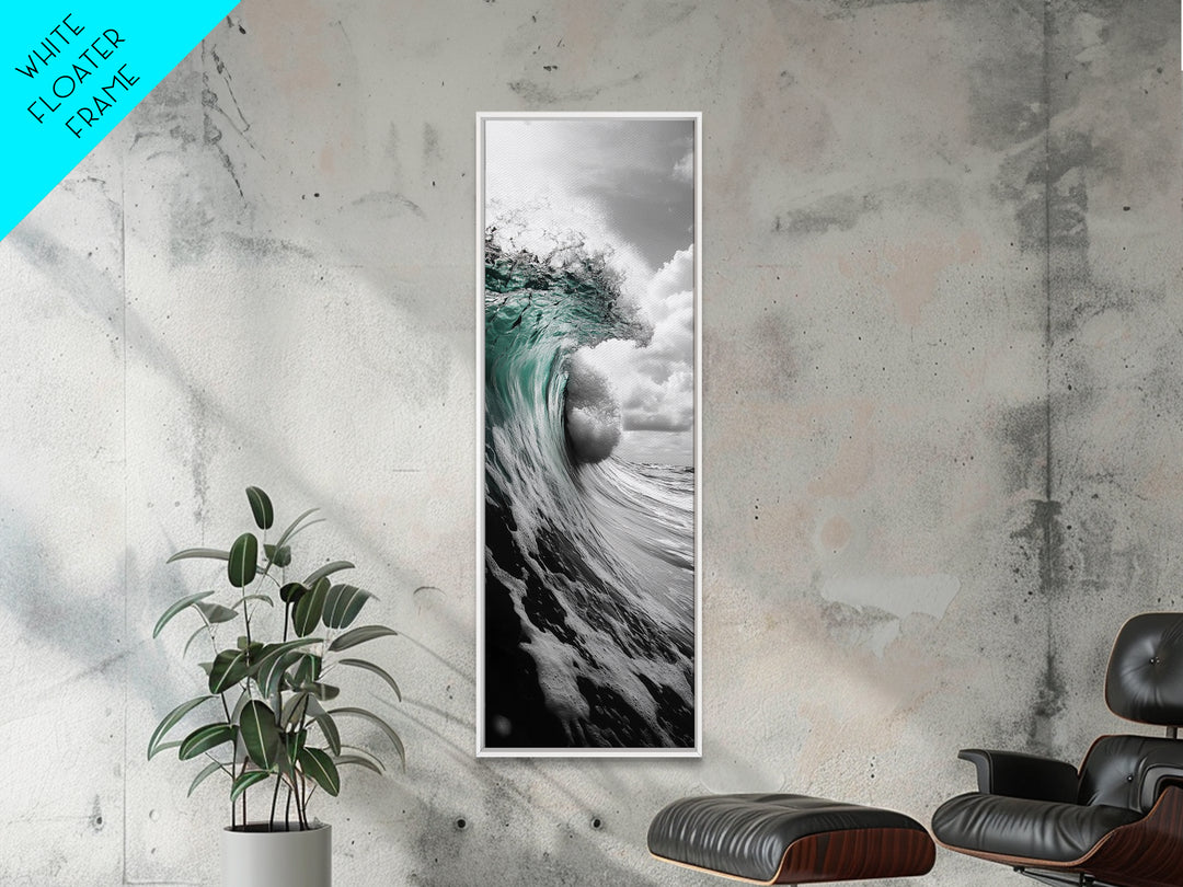 Teal Wave, Ocean Power, Surf Break, Coastal Energy, Canvas Print, Bathroom Wall Art, Modern Ocean Photography, Minimalist Sea Decor