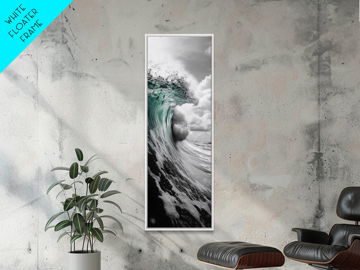 Teal Wave, Ocean Power, Surf Break, Coastal Energy, Canvas Print, Bathroom Wall Art, Modern Ocean Photography, Minimalist Sea Decor