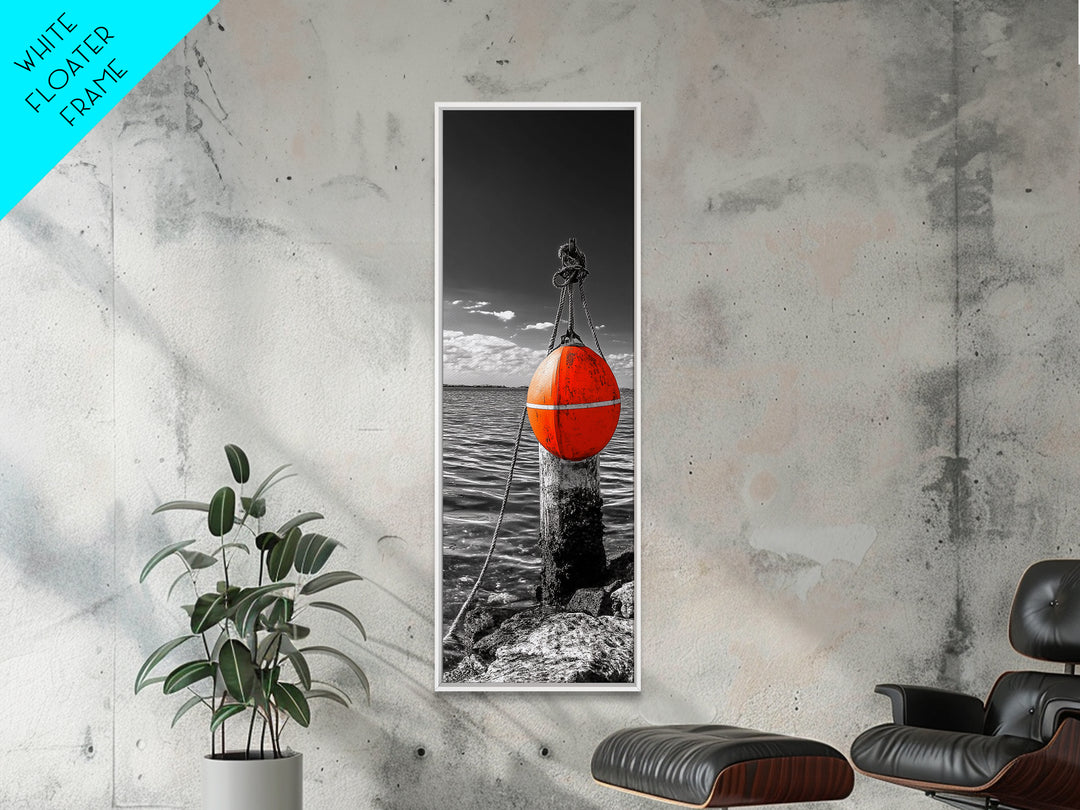 Buoy on Water, Nautical Vibe, Harbor View, Bold Coastal Art, Canvas Print, Beach House Decor, Bathroom Wall Art