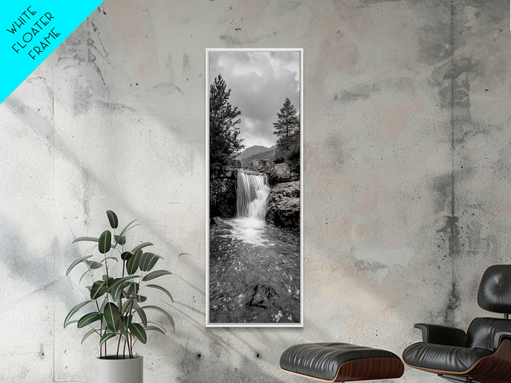 Waterfall Serenity, Mountain Stream Scene, Calming Nature Wall Art, Framed Canvas Print, Neutral Tones Decor, Bathroom or Spa Room Art