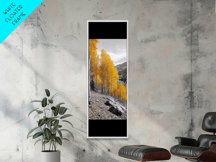 Golden Aspens, Fall Forest, Mountain Trees, Framed Canvas Print, Autumn Wall Art, Nature Cabin Decor, Fall Foliage, Rustic Living Room