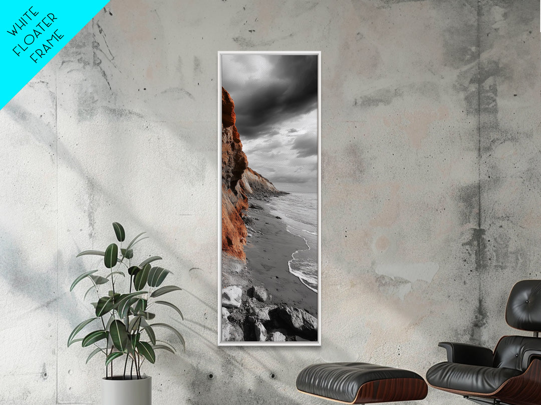 Coastal Cliffs, Orange Rocks, Seaside Drama, Fall Coastal Wall Art, Canvas Print, Earth Tone Decor, Hallway or Entryway Statement Piece