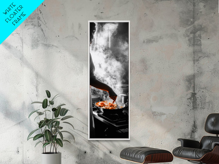 Cooking Scene, Kitchen Glow, Culinary Passion, Framed Canvas Print, Rustic Home Decor, Kitchen Wall Art, Warm Chef-Inspired Accent Piece