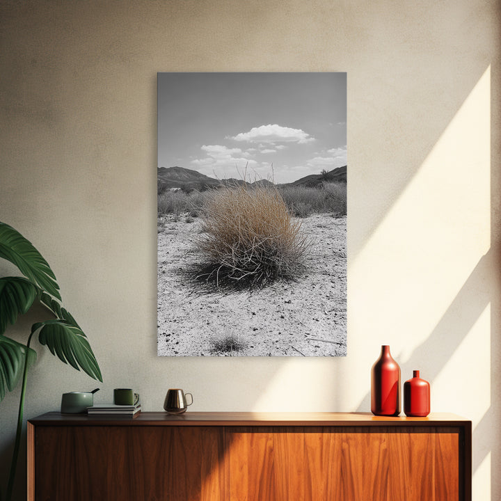Desert Bush, Tumbleweed Scene, Dry Landscape, Minimalist Canvas Print, Desert Wall Art, Earth Tone Decor, Modern Living Room Art