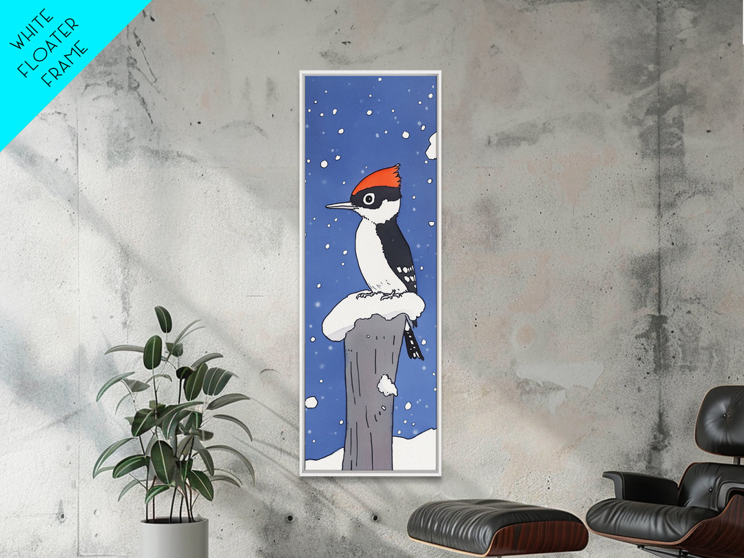 Pileated Woodpecker In Falling Snow Wall Art, Winter Bird Canvas Print, Woodland Wildlife Decor, Cabin Christmas Gift, Art Print