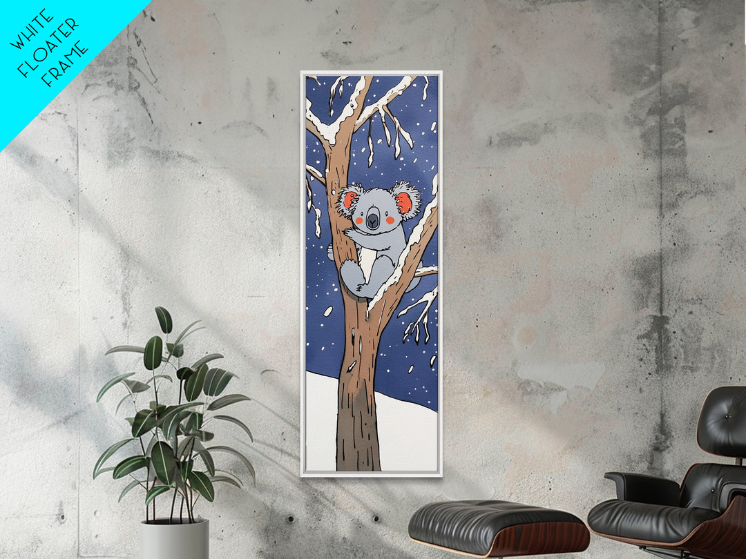 Cute Koala In Snowy Tree Canvas Print, Whimsical Animal Wall Art, Kids Room Decor, Nursery Wildlife Gift, Woodland Baby Decor