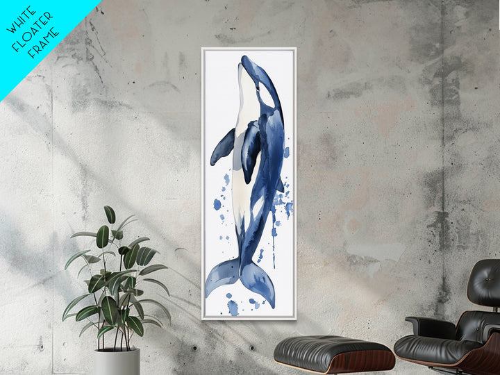 Blue Whale Watercolor Canvas Print, Ocean Animal Wall Art, Nautical Nursery Decor, Coastal Bathroom Art, Ocean Lover Gift
