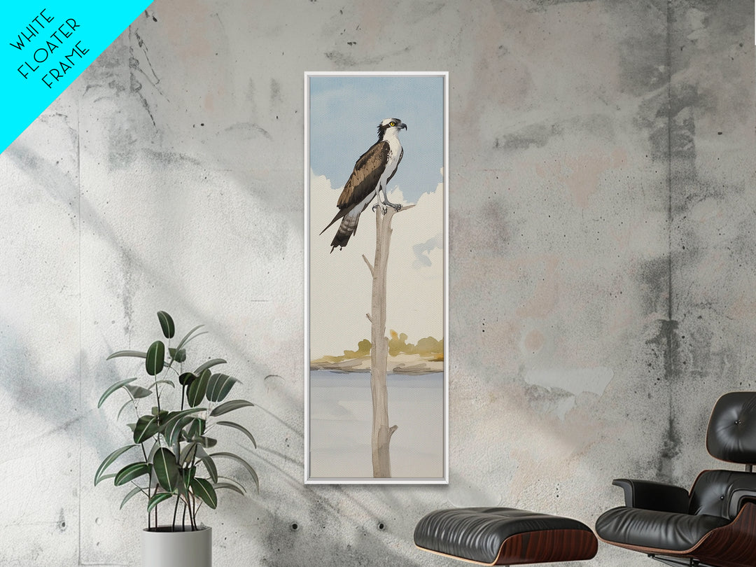Osprey On Bare Tree Wall Art, Serene Lake Landscape Print, Coastal Wildlife Decor, Rustic Nature Art, Gift For Bird Lover
