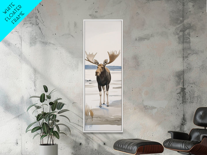 Snowy Moose Watercolor Wall Art, Rustic Wildlife Print, Cabin Decor, Winter Landscape Art, Nature Lover Housewarming Gift