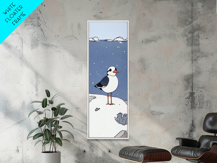 Whimsical Puffin Snow Scene Wall Art, Arctic Bird Print, Coastal Nursery Decor, Cute Animal Art, Winter Wildlife Gift, Kids Room Decor