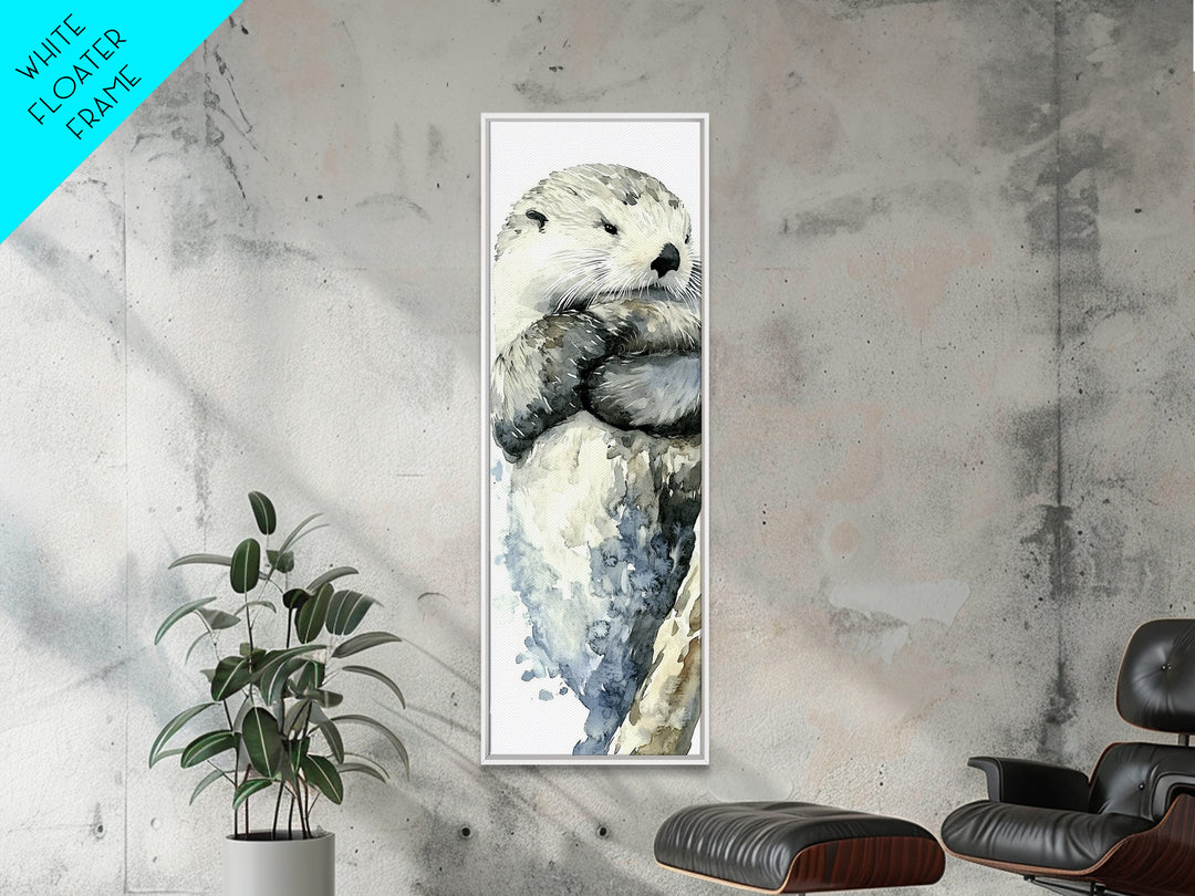 Cute Sea Otter Portrait Canvas Print, Coastal Animal Wall Art, Ocean Nursery Decor, Bathroom Wall Decor, Gift For Otter Lover