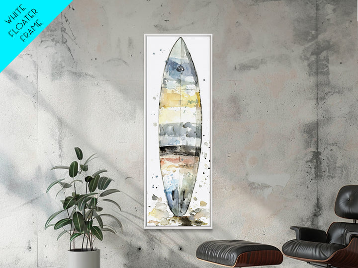 Weathered Surfboard Ocean Stripes Canvas Print, Coastal Wall Art, Beach House Decor, Nautical Wall Decor, Surf Art, Ocean Wall Art