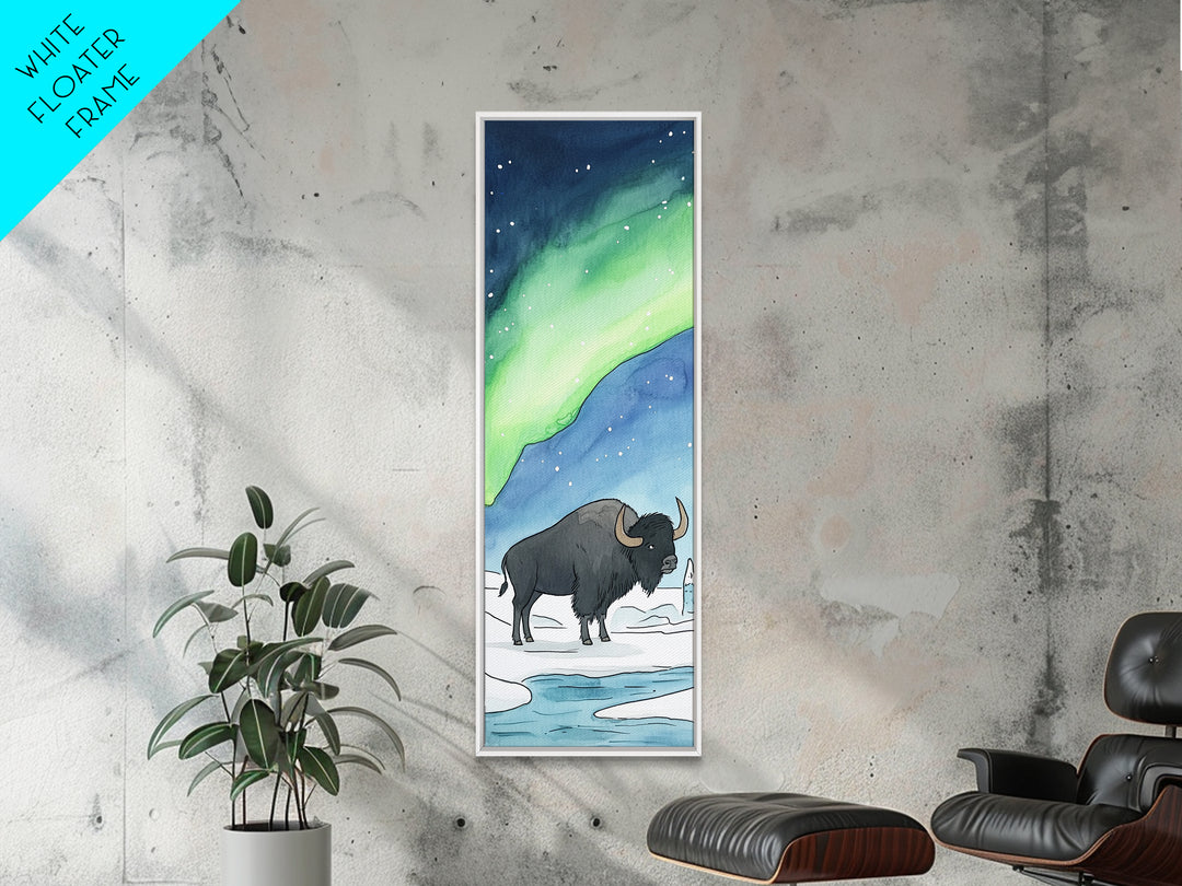 Aurora Bison Arctic Tundra Canvas Print, Wildlife Wall Art, Nature Inspired Decor, Kids Room Art, Animal Lover Gift Idea