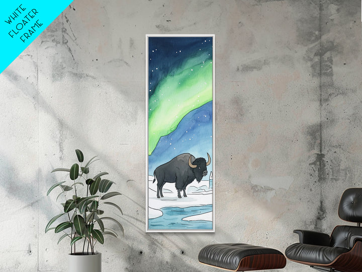 Aurora Bison Arctic Tundra Canvas Print, Wildlife Wall Art, Nature Inspired Decor, Kids Room Art, Animal Lover Gift Idea