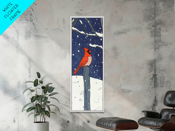 Red Cardinal On Snowy Fence Post Canvas Print, Winter Bird Wall Art, Rustic Home Decor, Christmas Gift, Nature Wall Decor