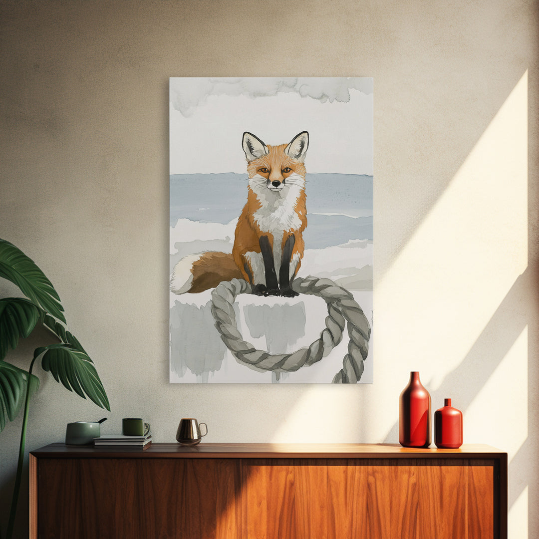 Red Fox By The Sea Wall Art, Coastal Animal Print, Woodland Nursery Decor, Beach House Gift And Nature Wall Decor For Kids