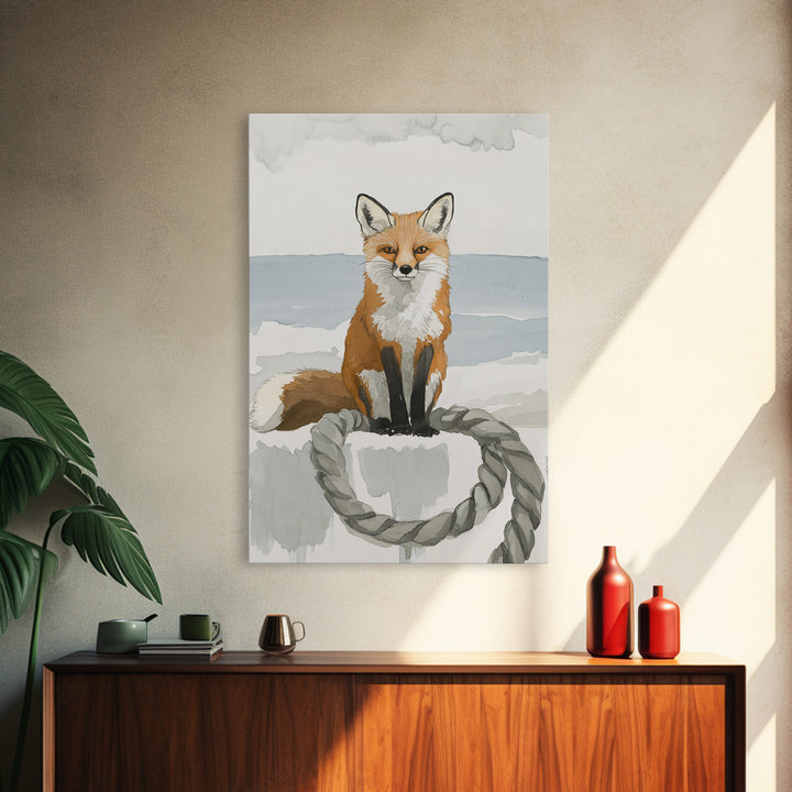 Red Fox By The Sea Wall Art, Coastal Animal Print, Woodland Nursery Decor, Beach House Gift And Nature Wall Decor For Kids
