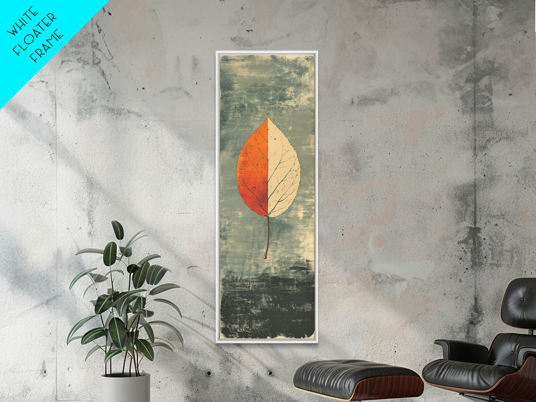 Single Autumn Leaf Minimalist Wall Art, Botanical Print, Japandi Neutral Decor, Earth Tone Modern Home Decor Framed Canvas Print