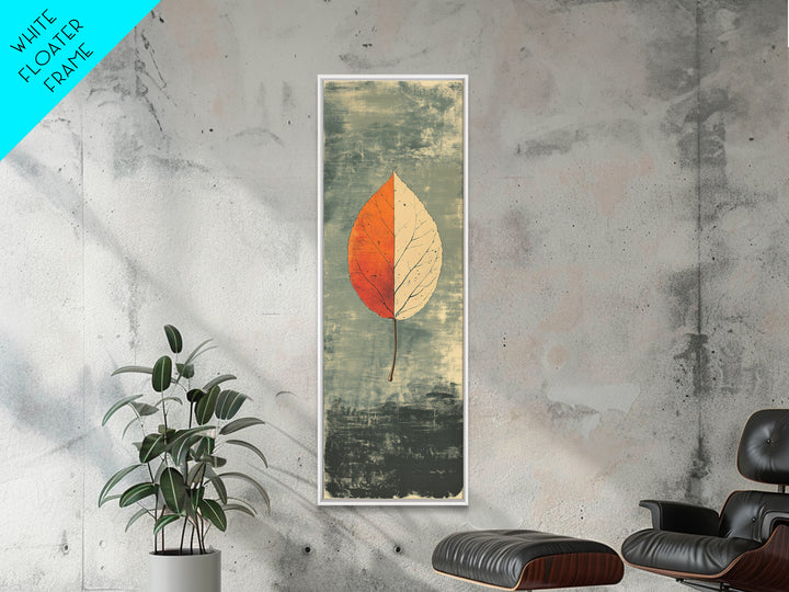 Single Autumn Leaf Minimalist Wall Art, Botanical Print, Japandi Neutral Decor, Earth Tone Modern Home Decor Framed Canvas Print