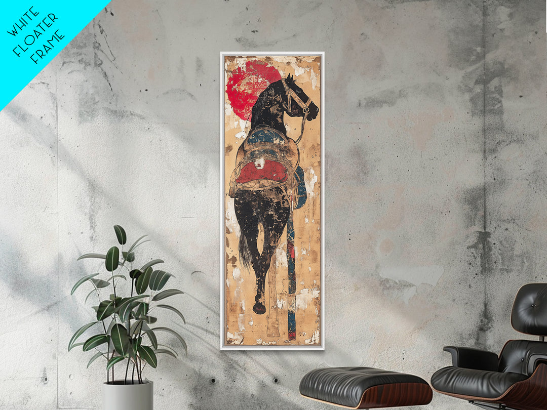 Black Horse Rider Under Red Sun Canvas Print, Western Wall Art, Equestrian Decor, Cowboy Art Print, Rustic Home Decor Gift