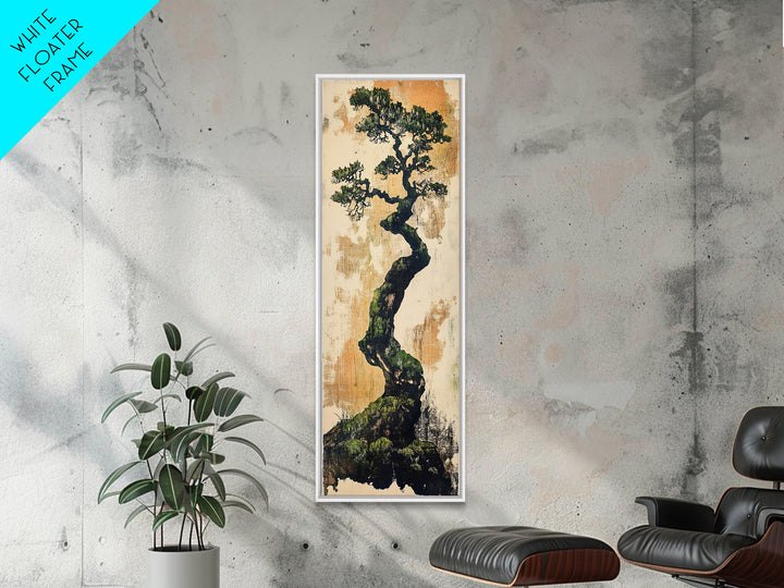 Twisted Bonsai Pine Tree Wall Art, Japanese Nature Print, Wabi Sabi Botanical Canvas For Japandi Living Room Decor Art Gift