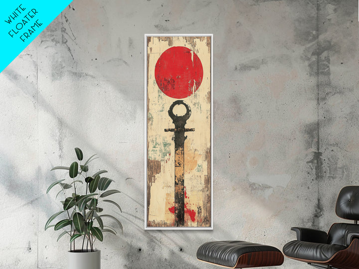 Red Sun Japanese Symbol Wall Art, Minimalist Zen Abstract Print, Wabi Sabi Canvas For Japandi Meditation Room Home Decor Gift