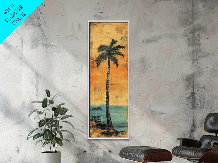 Tall Palm Tree Canvas Print, Coastal Sunset Beach Wall Decor, Tropical Wall Art, Summer Ocean Home Decor, Beach House Gift
