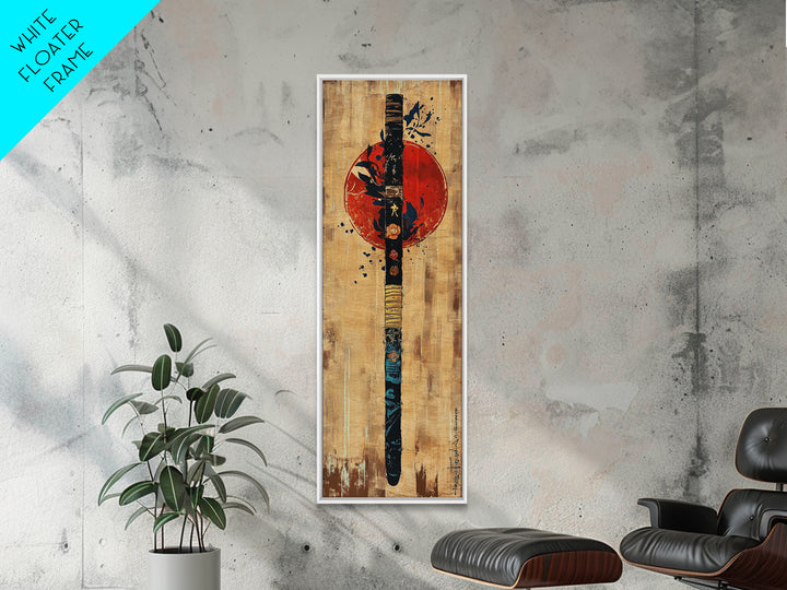Japanese Samurai Paddle Wall Art, Red Sun Zen Decor, Asian Inspired Art Print, Japandi Wall Decor, Martial Arts Gift For Him