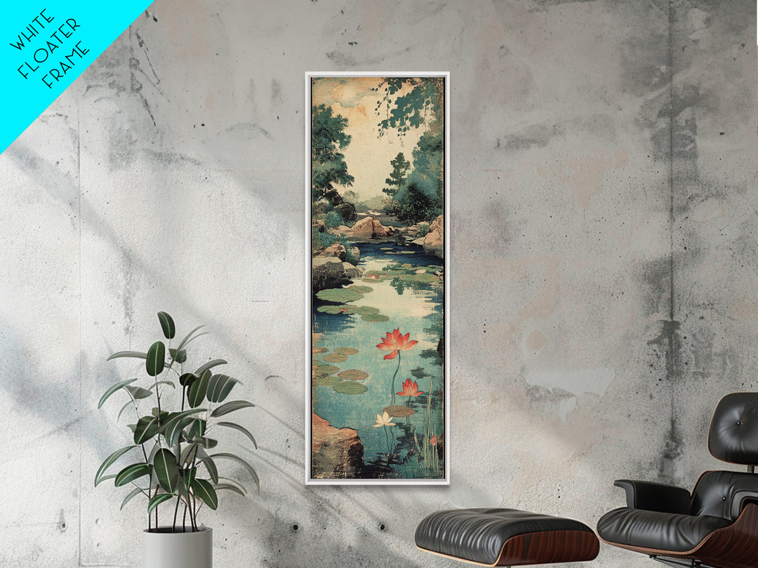Lotus Pond With Water Lilies Canvas Print, Japanese Garden Wall Art, Serene Nature Print, Zen Home Decor For Living Room
