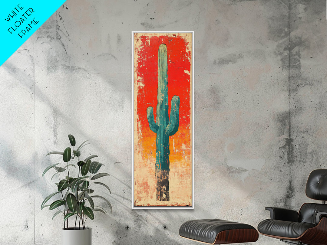 Tall Saguaro Cactus Wall Art, Desert Sunset Canvas Print, Southwestern Wall Decor, Arizona Boho New Home Decor Gift For Him