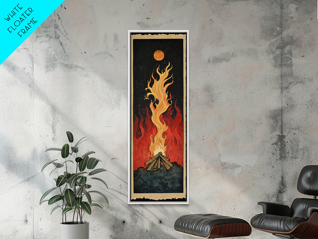 Glowing Campfire Flame Wall Art, Rustic Cabin Canvas Print, Outdoor Adventure Decor For Man Cave And Cozy Lodge, Gift For Him