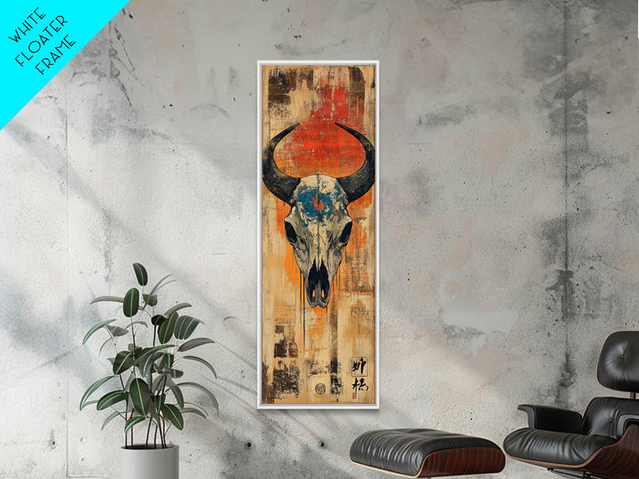 Western Bull Skull On Distressed Wood Wall Art, Rustic Cowboy Decor, Southwestern Canvas Print, Ranch Housewarming Gift Art