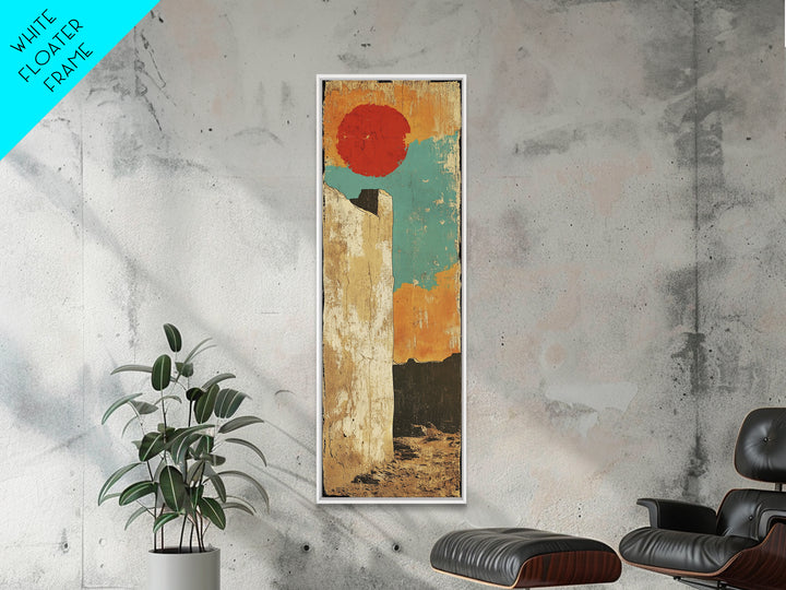 Minimalist Red Sun Desert Wall Art, Modern Abstract Landscape Canvas Print, Warm Earth Tone Decor For Entryway And Home Decor