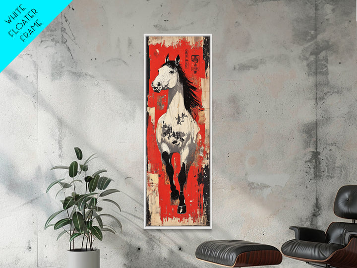 White Galloping Horse Wall Art, Bold Equestrian Decor, Western Wall Decor, Large Canvas Print, Horse Lover Gift, Rustic Home Decor