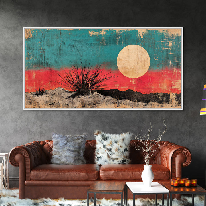 Desert Yucca Sunset Canvas Print, Southwestern Landscape Wall Art, Boho Desert Decor, Earth Tone Living Room Print Gift Idea
