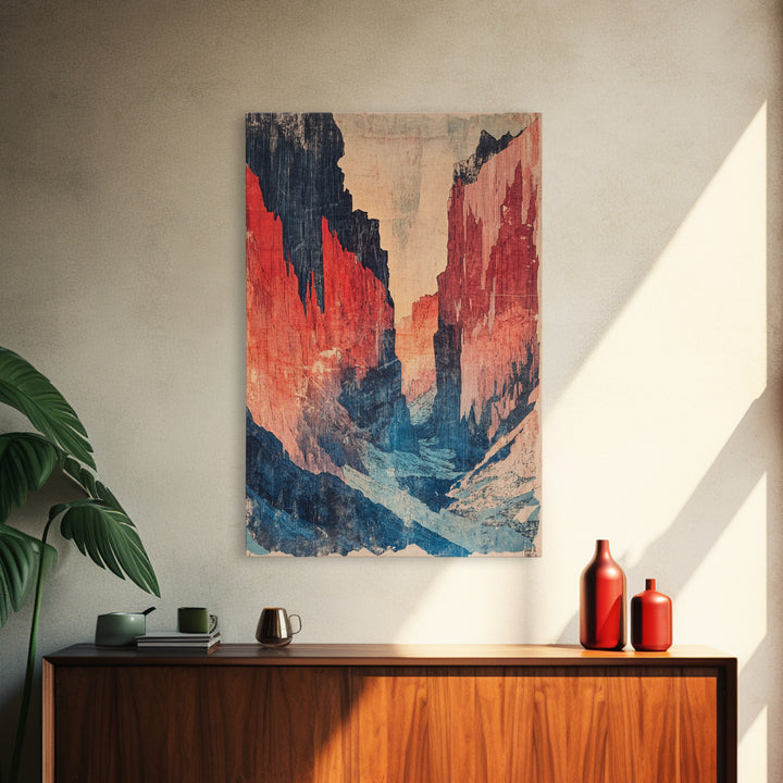 Abstract Red Canyon Wall Art, Modern Landscape Canvas Print, Southwestern Decor, Large Living Room Art, Office Decor Gift