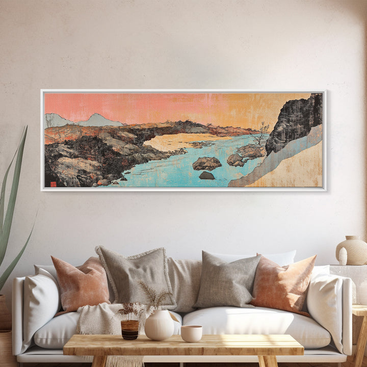 Turquoise River Desert Landscape Canvas Print, Southwestern Wall Art, Arizona Nature Decor, Large Horizontal Living Room Print