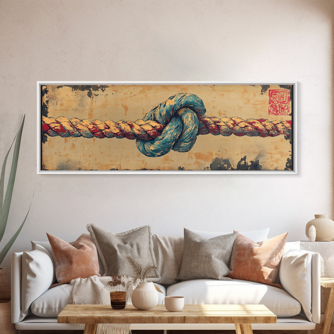Nautical Rope Knot Wall Art, Coastal Canvas Print, Maritime Decor, Beach House Art, Rustic Ocean Gift For Him, Man Cave Decor