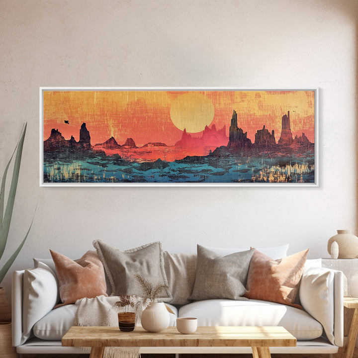 Desert Mesa Sunset Wall Art, Southwestern Landscape Canvas Print, Western Decor, Boho Desert Living Room Wall Decor Print